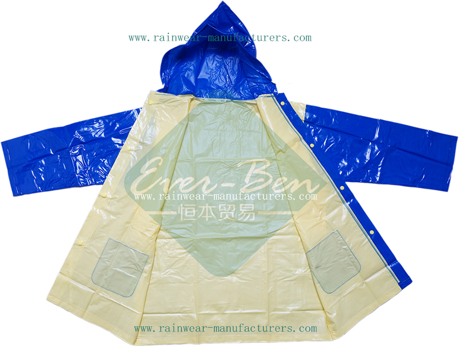 PVC Womens Rain Jacket with Hood-Strong Reusable PVC Rain Gear-Womens Plastic Raincoats